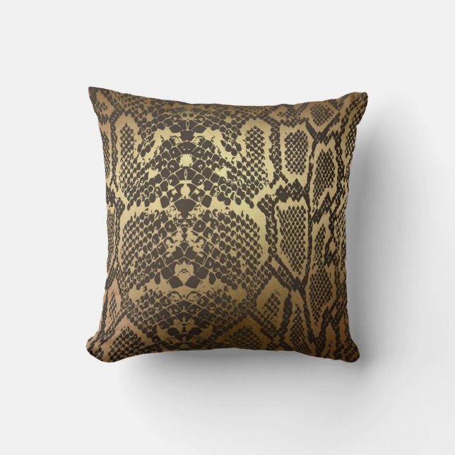 Snake Skin Print Modern Glam Guld Kudde (Framsida)
