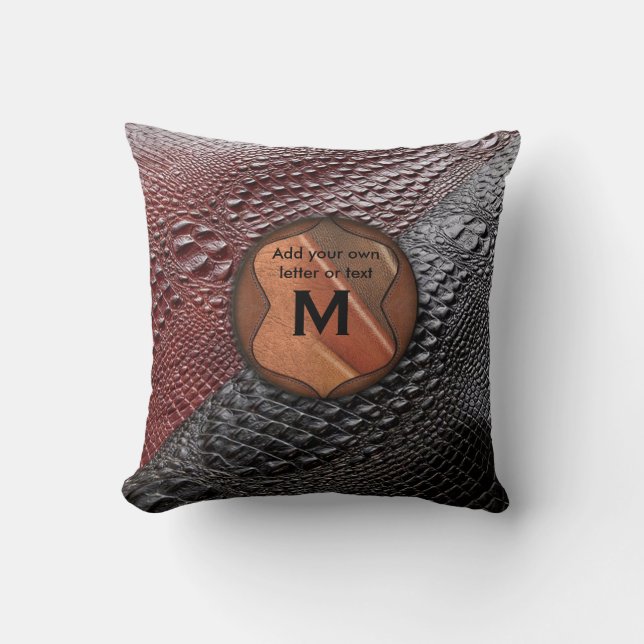 Snake Skin struktur & Monogrammed Inslag Kudde (Framsida)
