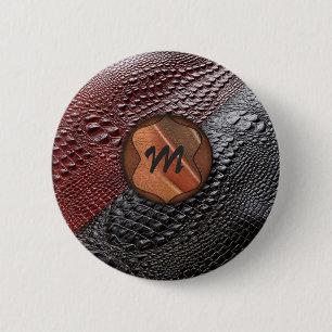 Snake-skin-utseende & Monogrammed Inslag Knapp