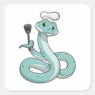 Snake som Cook med Chef hat Fyrkantigt Klistermärke