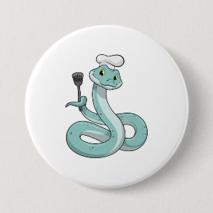 Snake som Cook med Chef hat Knapp