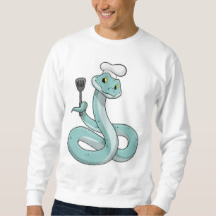 Snake som Cook med Chef hat Lång Ärmad Tröja
