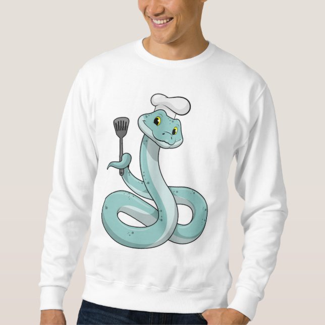Snake som Cook med Chef hat Lång Ärmad Tröja (Framsida)