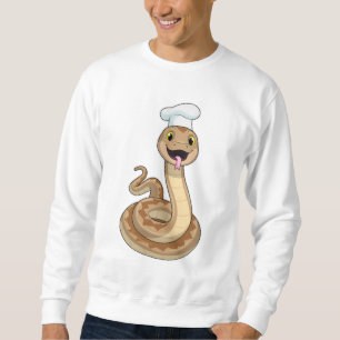 Snake som Cook med Chef hat Lång Ärmad Tröja