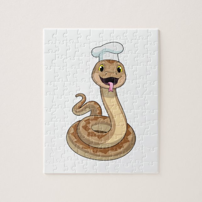 Snake som Cook med Chef hat Pussel (Vertikal)