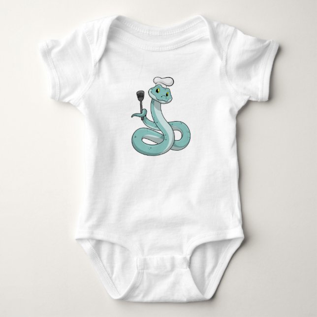 Snake som Cook med Chef hat T Shirt (Framsida)
