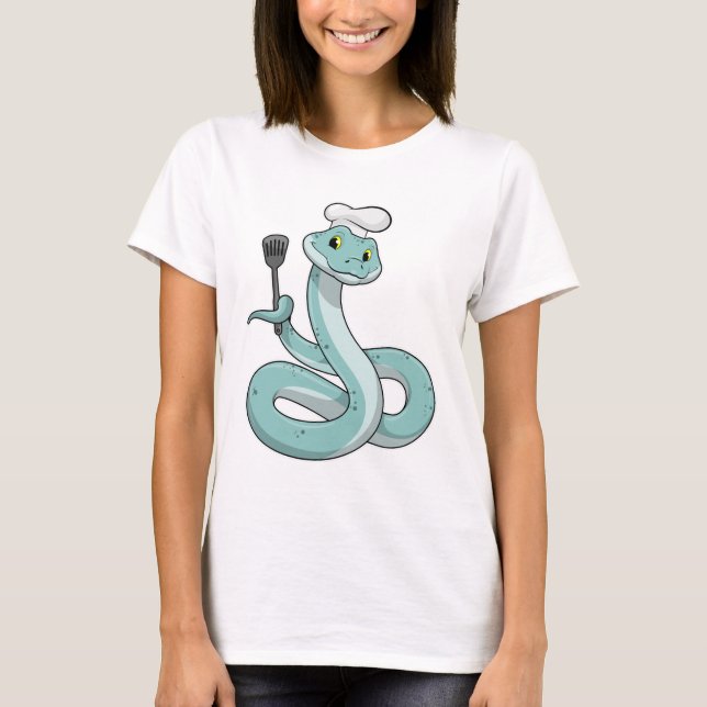 Snake som Cook med Chef hat T Shirt (Framsida)