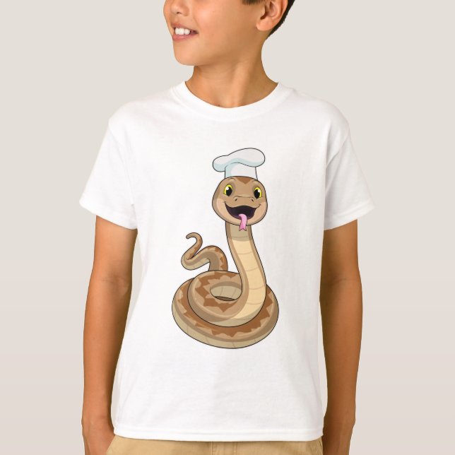 Snake som Cook med Chef hat T Shirt (Framsida)