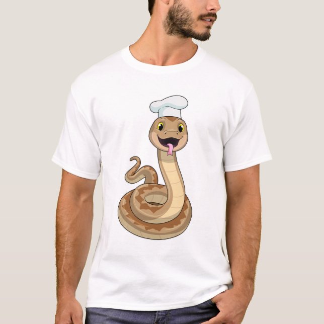 Snake som Cook med Chef hat T Shirt (Framsida)