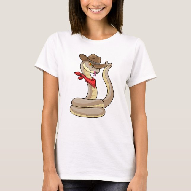 Snake som Cowboy med Scarf T Shirt (Framsida)