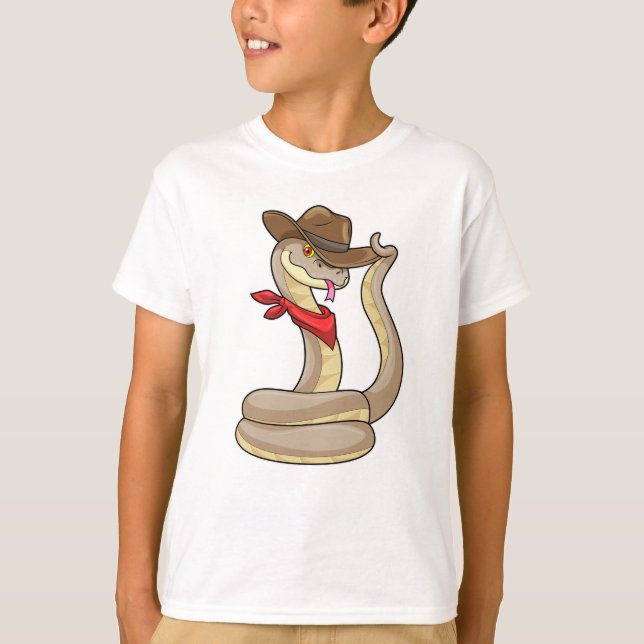 Snake som Cowboy med Scarf T Shirt (Framsida)