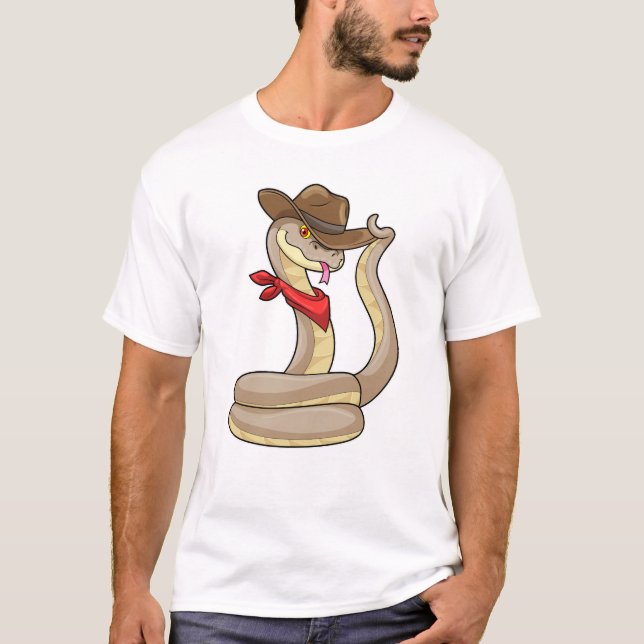 Snake som Cowboy med Scarf T Shirt (Framsida)