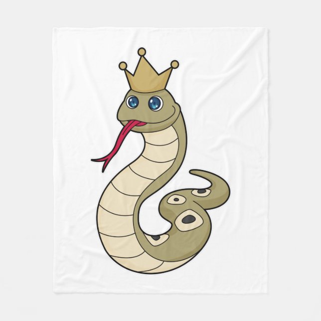 Snake som Kung med Krona Fleecefilt (Framsidan)