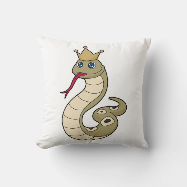 Snake som Kung med Krona Kudde (Framsida)