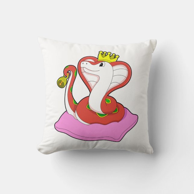 Snake som Kung med Krona Kudde (Framsida)