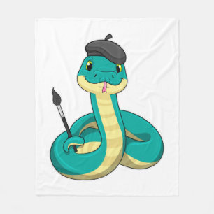 Snake som Painter med målarpensel Fleecefilt