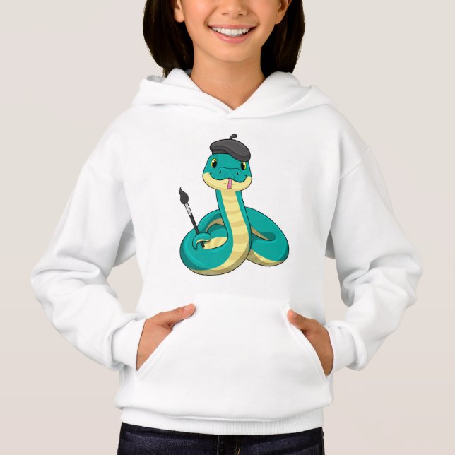 Snake som Painter med målarpensel T Shirt (Framsida)