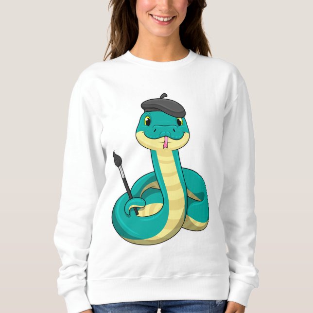 Snake som Painter med målarpensel T Shirt (Framsida)