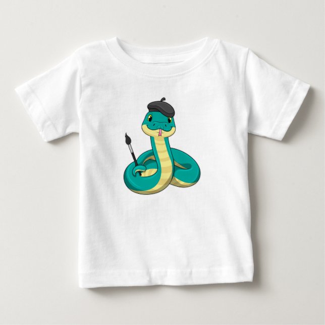 Snake som Painter med målarpensel T Shirt (Framsida)