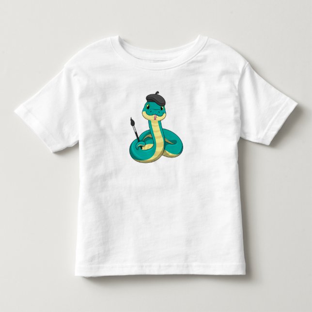 Snake som Painter med målarpensel T Shirt (Framsida)