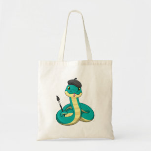 Snake som Painter med målarpensel Tygkasse