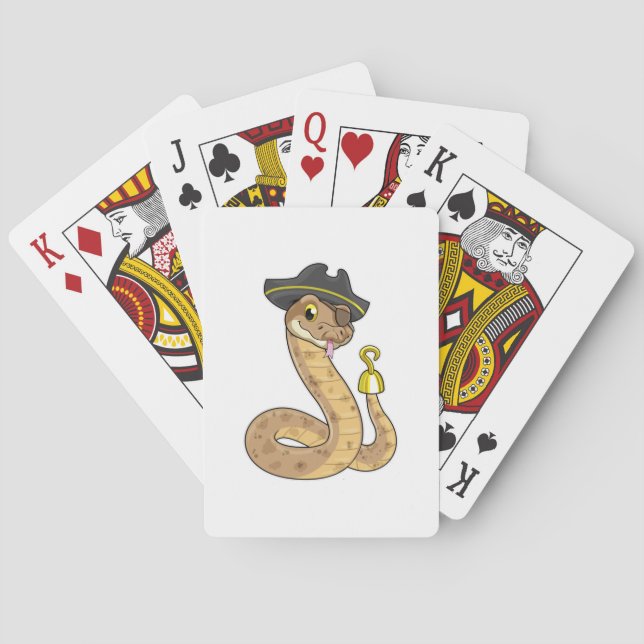 Snake som Pirat med Krok hand- och Öga-plåster Casinokort (Baksidan)