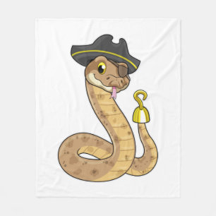 Snake som Pirat med Krok hand- och Öga-plåster Fleecefilt