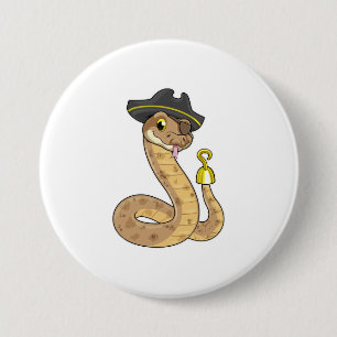 Snake som Pirat med Krok hand- och Öga-plåster Knapp