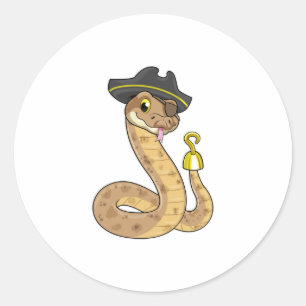Snake som Pirat med Krok hand- och Öga-plåster Runt Klistermärke