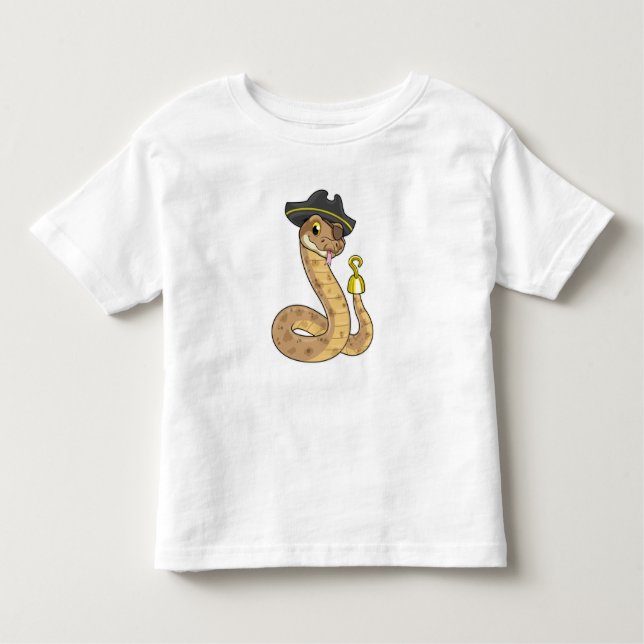 Snake som Pirat med Krok hand- och Öga-plåster T Shirt (Framsida)