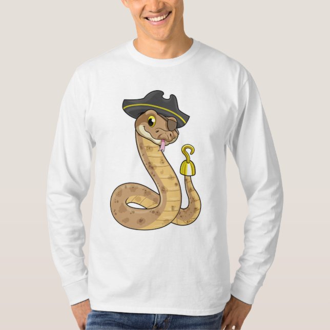 Snake som Pirat med Krok hand- och Öga-plåster T Shirt (Framsida)
