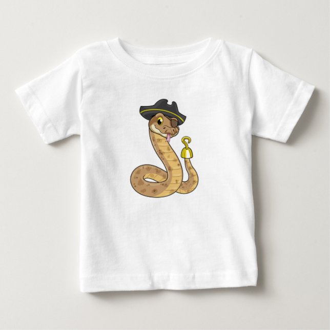 Snake som Pirat med Krok hand- och Öga-plåster T Shirt (Framsida)
