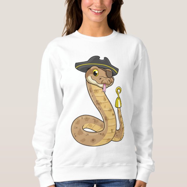 Snake som Pirat med Krok hand- och Öga-plåster T Shirt (Framsida)
