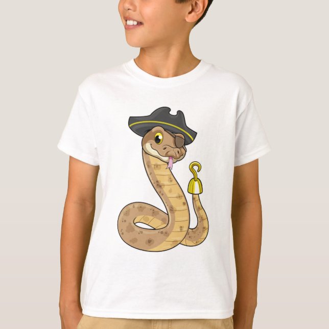 Snake som Pirat med Krok hand- och Öga-plåster T Shirt (Framsida)