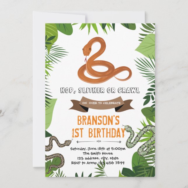 Snake temaparty-inbjudan inbjudningar (Framsida)