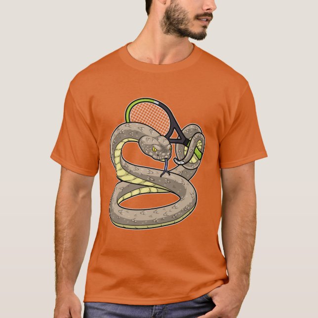 Snake Tennis Tennis racket T Shirt (Framsida)