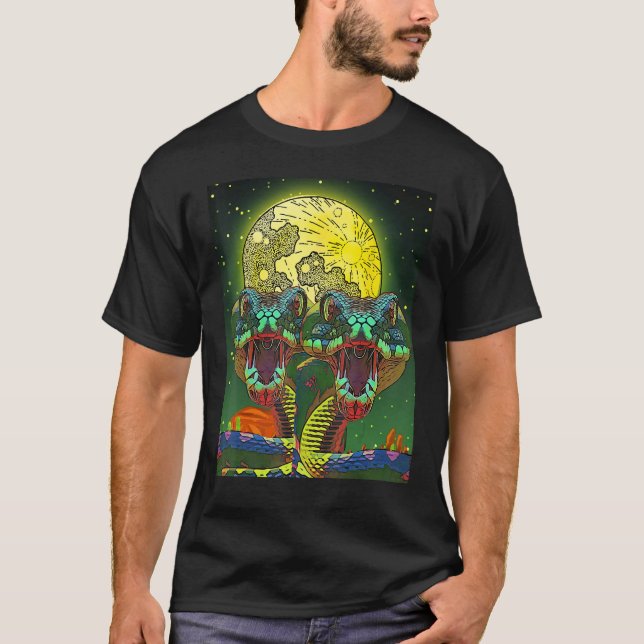 Snake  Trippy 2 Headed Snake in Desert Cool Graphi T Shirt (Framsida)