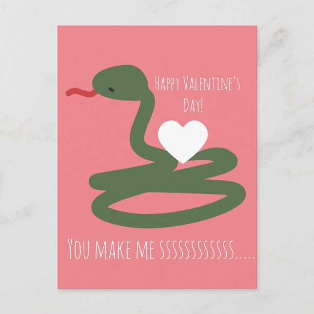 Snake Valentines day Sssss Kärlek Vykort (Framsida)