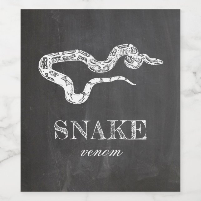 Snake venom. Chalkboard Halloween fest. Djuren Vinflaska Etikett (Singel etikett)