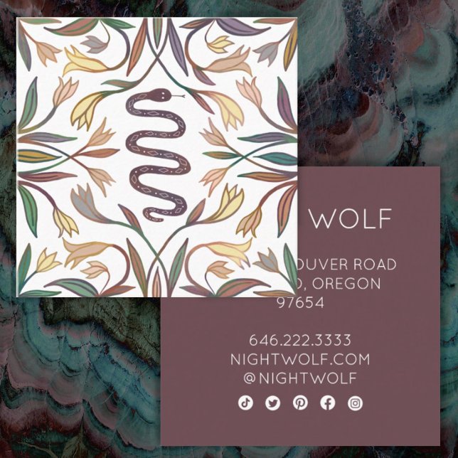 Snake Vines Mystical Magic Boho Colorful Fyrkantigt Visitkort (Skapare uppladdad)