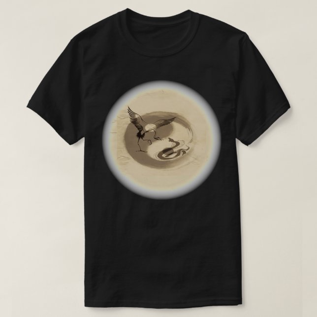 Snake vs Crane Yin Yang-hörnhörn T Shirt (Design framsida)