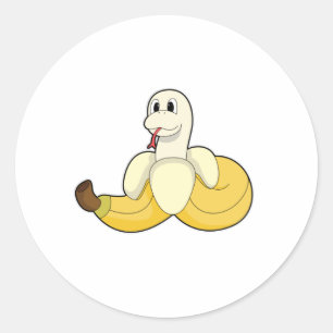Snake with Banana Runt Klistermärke