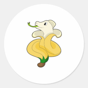 Snake with Banana Runt Klistermärke