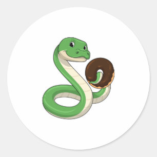 Snake with Donut Runt Klistermärke