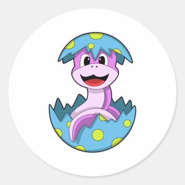 Snake with Egg snäcka Runt Klistermärke (Framsida)