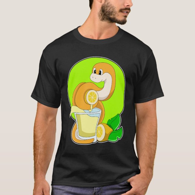 Snake with Glass of Lemon juice T Shirt (Framsida)