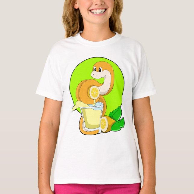Snake with Glass of Lemon juice T Shirt (Framsida)