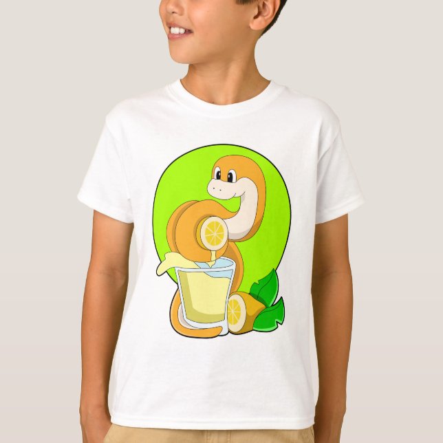 Snake with Glass of Lemon juice T Shirt (Framsida)