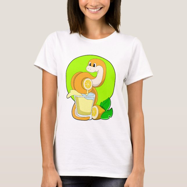 Snake with Glass of Lemon juice T Shirt (Framsida)