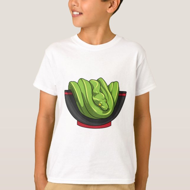 Snake with Ramen Bowl T Shirt (Framsida)